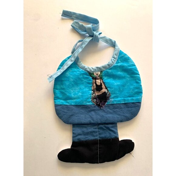 Vintage Handmade Full Body Baby Bib Man Bib Camo Tie One side plush Cute Fun Red - Picture 1 of 2